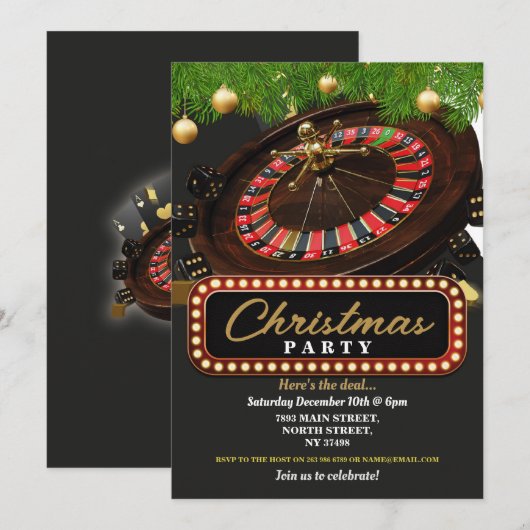 Kerst Casino Feest Feestelijke Black Jack Kaart (Voorkant / Achterkant)