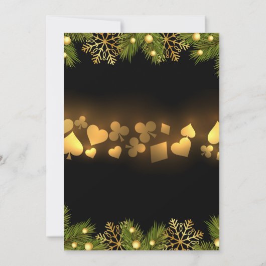 Kerst Casino Speelkaarten Goud Zwart Festive Kaart (Achterkant)