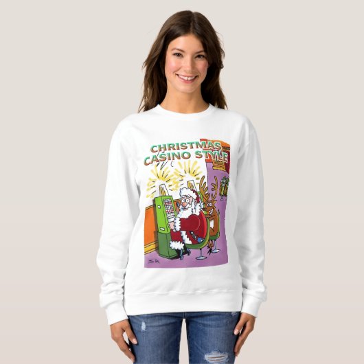 Kerst Casino Style, vrouwen met witte sweatshirt (Voorkant volledig)