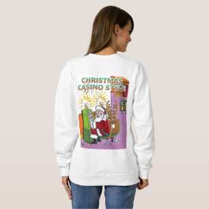 Kerst Casino Style, vrouwen wit sweatshirt terug