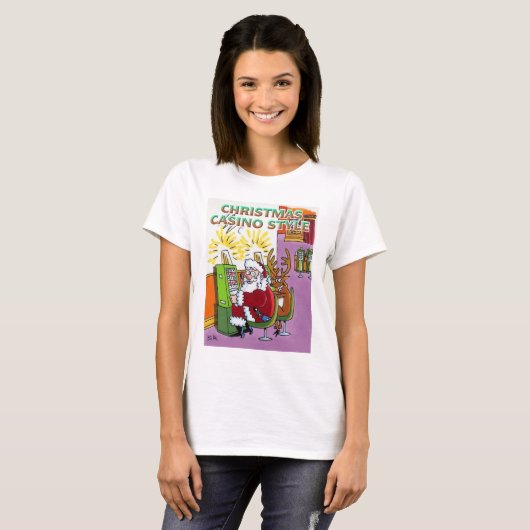 Kerst Casino Style, vrouwen wit T-shirt (Voorkant volledig)