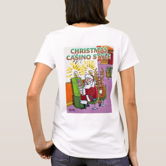 Kerst Casino Style, vrouwen wit T-shirt terug (Achterkant)