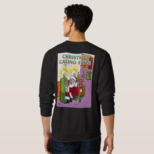 Kerst Casino Style, zwart sweatshirt achterzijde (Achterkant volledig)