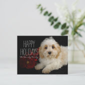 Kerst Cavachon puppy Feestdagenkaart (Staand voorkant)