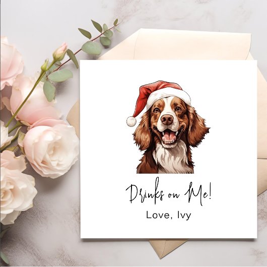 Kerst Cavalier Charles Dog gepersonaliseerd Servet