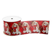 Kerst Cavalier Koning Charles Spaniel en Plaid Satijnen Lint (Spoel)