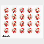 Kerst Cavalier Koning Charles Spaniel Hond Ronde Sticker (Vel)