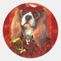 Kerst Cavalier Spaniel Stickers