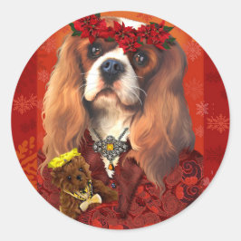 Kerst Cavalier Spaniel Stickers