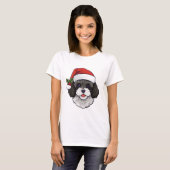 Kerst Cavapoo Cavoodle T-shirt - Zwart & Wit (Voorkant volledig)