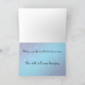 Kerst cavorting skeletten op blauw feestdagen kaart (Binnen)