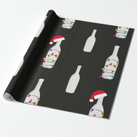 Kerst champagne cadeaupapier (Uitgerold)