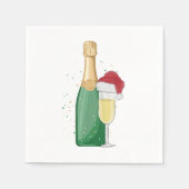 Kerst Champagne Fles & Santa Hat Fluit Servet (Voorkant)
