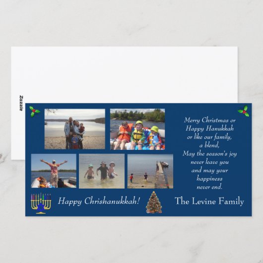 Kerst/Chanoeka Foto Vakantie Kaart (Voorkant / Achterkant)