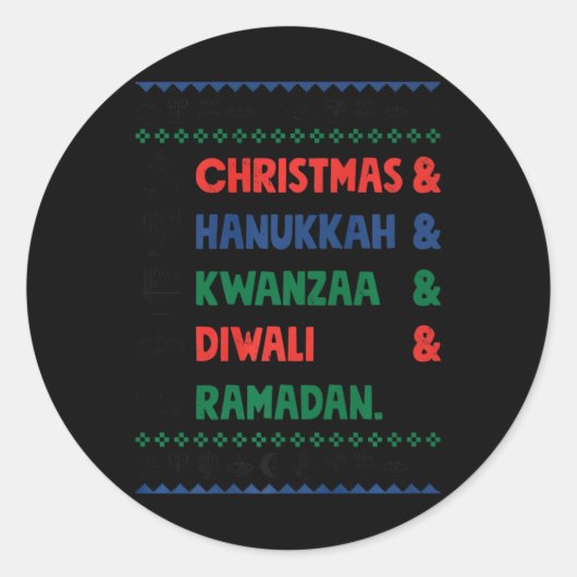 Kerst Chanoeka Kwanzaa Diwali Ramadan Funny Ug Ronde Sticker (Voorkant)