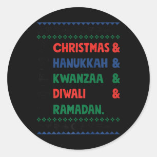 Kerst Chanoeka Kwanzaa Diwali Ramadan Funny Ug Ronde Sticker