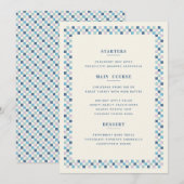 Kerst Checkerboard Kerstmenu kaart - Blauw (Voorkant / Achterkant)