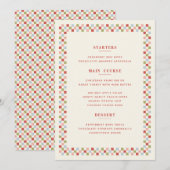 Kerst Checkerboard Kerstmenu kaart - Rood (Voorkant / Achterkant)