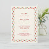 Kerst Checkerboard Kerstmenu kaart - Rood (Staand voorkant)