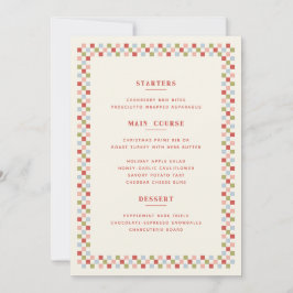 Kerst Checkerboard Kerstmenu kaart - Rood
