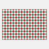 Kerst Checkerboard Patroon Rood Groen Inpakpapier Vel (Voorkant)