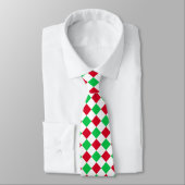 Kerst Checkerboard, Rood, Groen, Wit Stropdas (Gebonden)