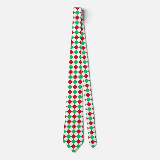 Kerst Checkerboard, Rood, Groen, Wit Stropdas (Voorkant)