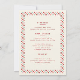 Kerst Checkeredbord Kerstmenu Kaart - Bes