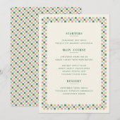 Kerst Checkeredbord Kerstmenu Kaart - Groen (Voorkant / Achterkant)