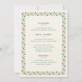 Kerst Checkeredbord Kerstmenu Kaart - Groen