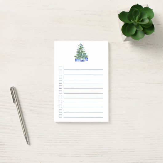 Kerst checklist blauw wit chinoiserie post-it® notes (Kantoor)