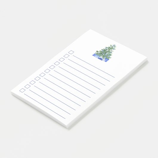 Kerst checklist blauw wit chinoiserie post-it® notes (Schuin)