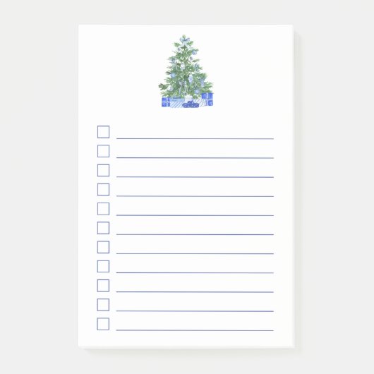 Kerst checklist blauw wit chinoiserie post-it® notes (Voorkant)