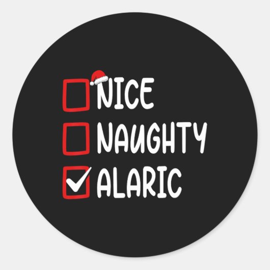 Kerst Checklist Leuke Stoute Alaric Personalisz Ronde Sticker (Voorkant)