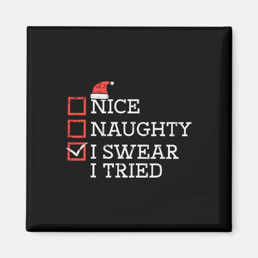Kerst Checklist Leuke Stoute Ik Probeerde Xmas Man Magneet (Voorkant)