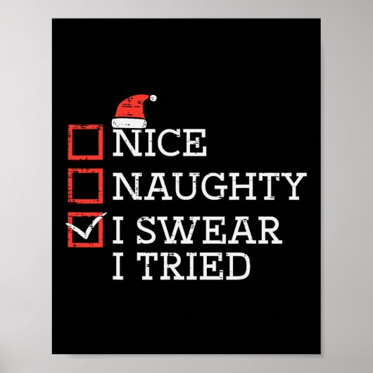 Kerst Checklist Leuke Stoute Ik Probeerde Xmas Man Poster (Voorkant)