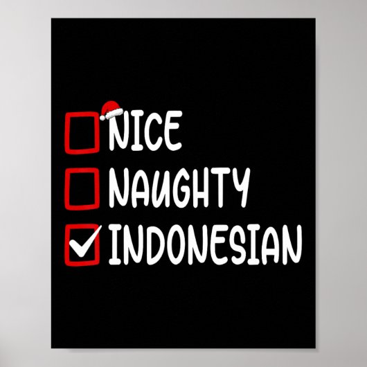 Kerst Checklist Leuke Stoute Indonesische Jongen G Poster (Voorkant)