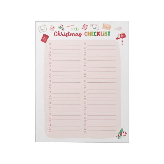 Kerst Checklist Twee-kolommen Feestelijk Notitiebl Notitieblok (Linkerzijde)
