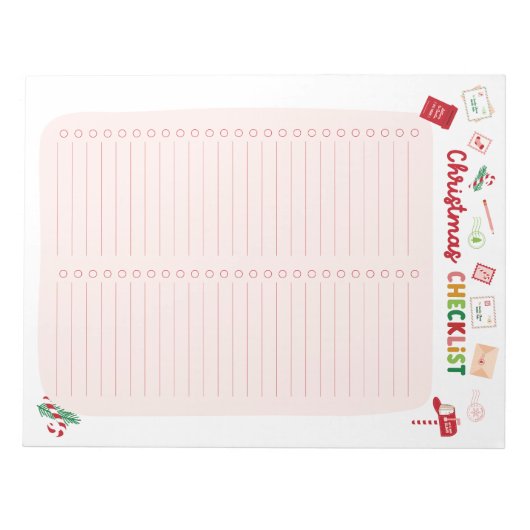 Kerst Checklist Twee-kolommen Feestelijk Notitiebl Notitieblok (Voorkant)