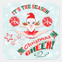 Kerst Cheer, Cheerleader Vierkante Sticker
