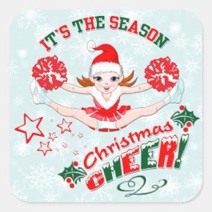 Kerst Cheer, Cheerleader Vierkante Sticker