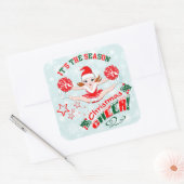 Kerst Cheer, Cheerleader Vierkante Sticker (Envelop)