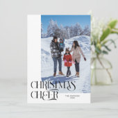 Kerst Cheer Elegant Witte Kerstfoto Feestdagenkaart (Staand voorkant)