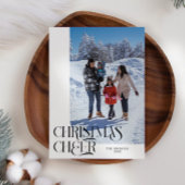 Kerst Cheer Elegant Witte Kerstfoto Feestdagenkaart