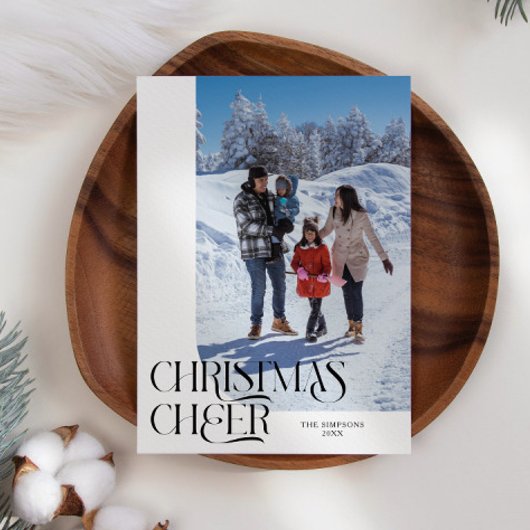 Kerst Cheer Elegant Witte Kerstfoto Feestdagenkaart