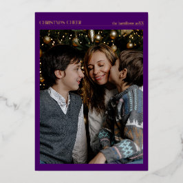 Kerst Cheer Foto Gouden Folie Kleurrijk Feestdagenkaart