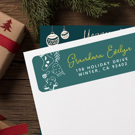 Kerst Cheer Green Holiday Baking Adres Etiket