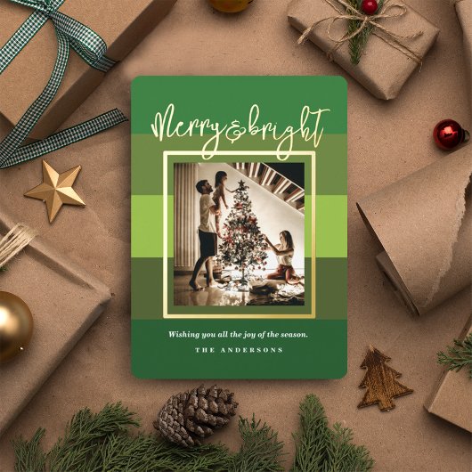 Kerst Cheer Green Stripes Vakantie Folie Kaart