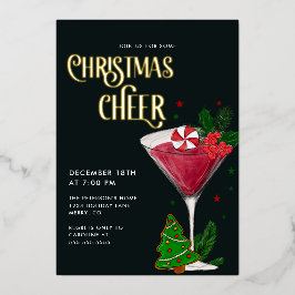 Kerst Cheer Holiday Party Echt Goud Folie Uitnodiging