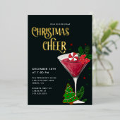 Kerst Cheer Holiday Party Echt Goud Folie Uitnodiging (Staand Voorkant)